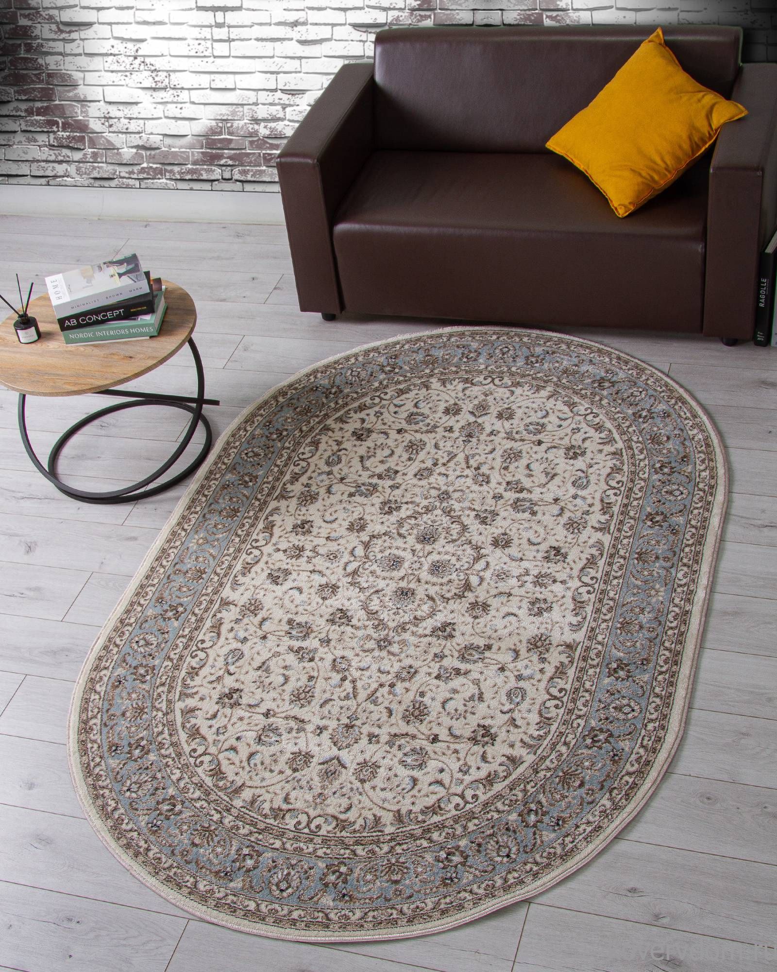 Ковер VALENCIA DELUXE F014 CREAM-L.BLUE Овал