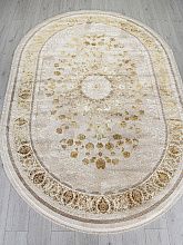 Ковер с бахромой ZARINA A123B CREAM / GOLD FDY Овал